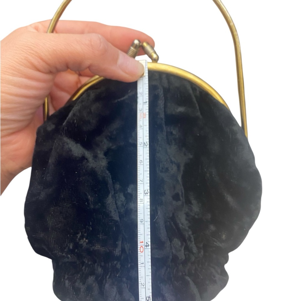 Chic Black Velvet Wristlet with Gold Accents